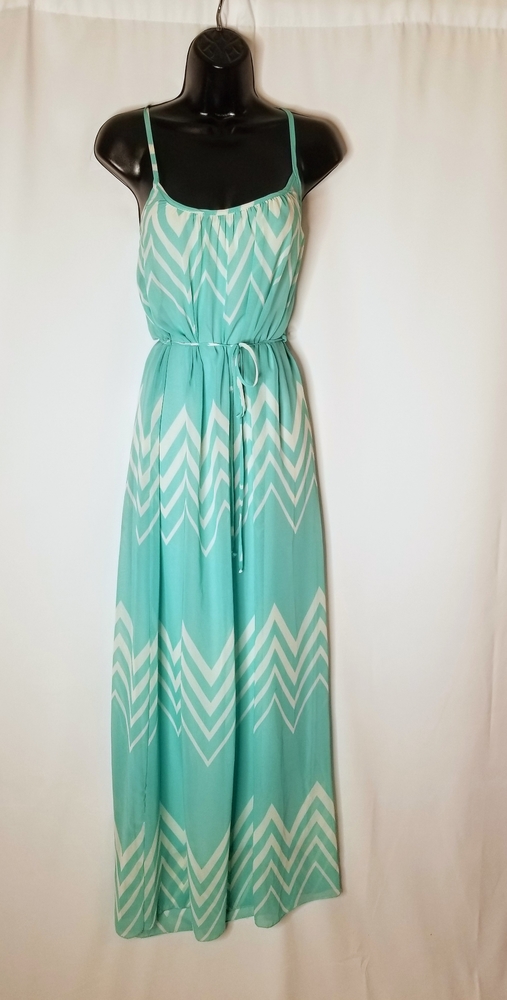 Spaghetti Strap Chevron Print Maxi Dress